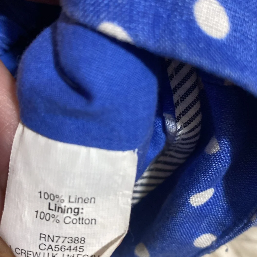 J CREW Sky Blue & White Polka‎ Dot Linen Skirt #46618 Size 2 Women's